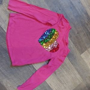 Lands End girls long sleeve pink sequin shirt